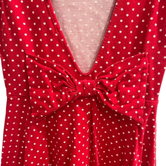 Forever 21 - Red Polka Dot Mini Dress with Bow Tie Back - Size S - Picture 4 of 5